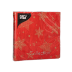 Product foto van Papieren servetten rood 20 stuks 25x25 cm 3-laags Christmas Shine