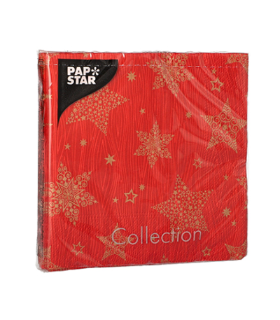 Product foto van Papieren servetten rood 20 stuks 25x25 cm 3-laags Christmas Shine