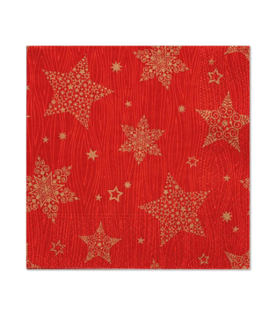 Product foto van Papieren servetten rood 20 stuks 25x25 cm 3-laags Christmas Shine