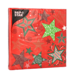 Product foto van Papieren servetten rood 3-laags 33x33cm set van 20 Heavenly Stars