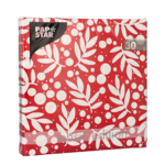 Product foto van Papieren servetten rood 3-laags Holly set van 30