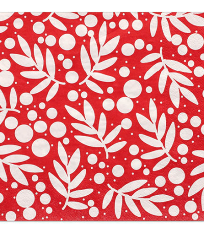 Product foto van Papieren servetten rood 3-laags Holly set van 30