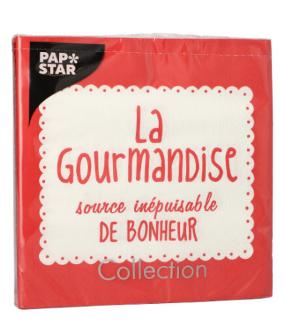 Product foto van Papieren servetten rood 3-laags La Gourmandise 20 stuks