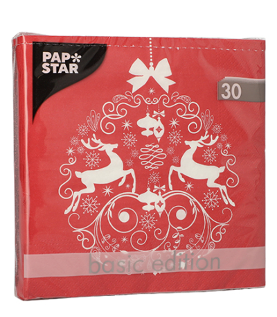 Product foto van Papieren servetten rood 3-laags set van 30 Deers Couple