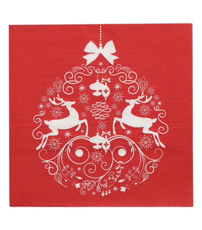 Product foto van Papieren servetten rood 3-laags set van 30 Deers Couple