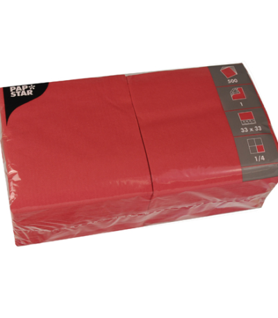 Product foto van Papieren servetten rood 33x33 cm set van 500