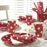 Product foto van Papieren servetten rood Dots set van 20