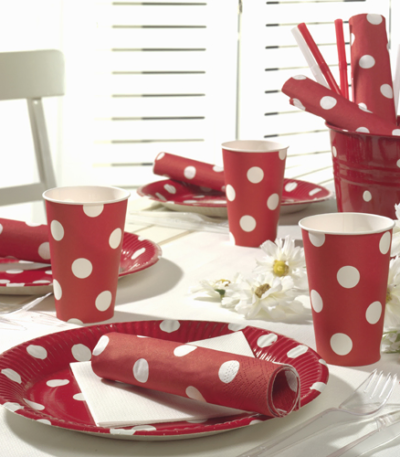 Product foto van Papieren servetten rood Dots set van 20