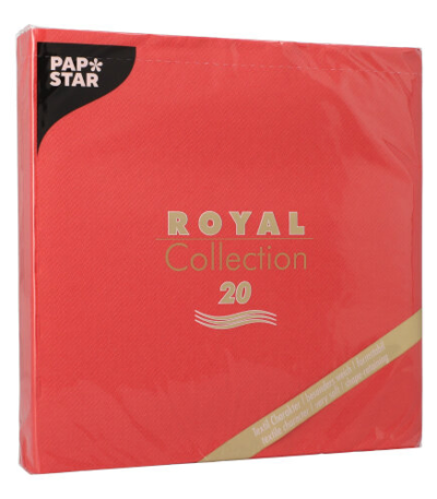 Product foto van Papieren servetten rood set van 20 Royal Collection 40x40cm