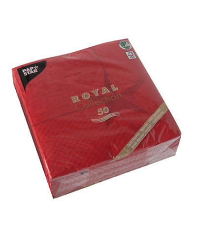 Product foto van Papieren servetten rood set van 50 Rising Star