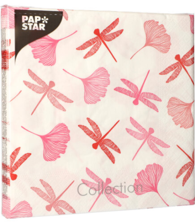 Product foto van Papieren servetten roze 40x40cm set van 20 Ginko