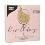 Product foto van Papieren servetten roze Happy Birthday set van 30