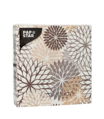 Product foto van Papieren servetten taupe 25x25cm 20 stuks Floralies