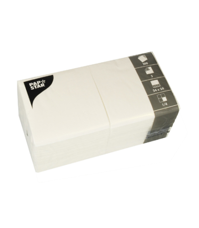 Product foto van Papieren servetten wit 24x24cm 3-laags set van 200
