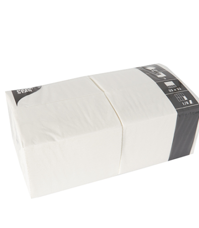 Product foto van Papieren servetten wit 3-laags 33x33cm set van 250