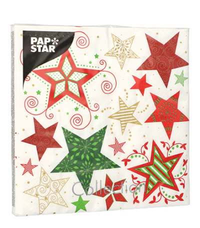 Product foto van Papieren servetten wit 3-laags set van 20 Heavenly Stars