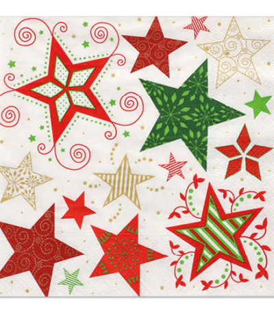 Product foto van Papieren servetten wit 3-laags set van 20 Heavenly Stars
