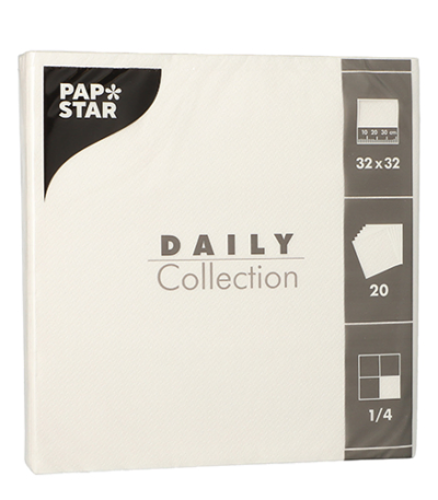 Product foto van Papieren servetten wit 32x32cm set van 20 DAILY Collection