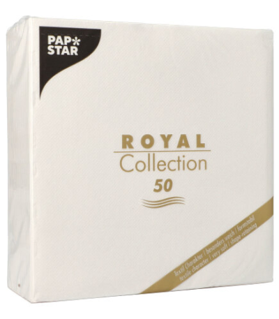 Product foto van Papieren servetten wit 40x40cm ROYAL Collection set van 50