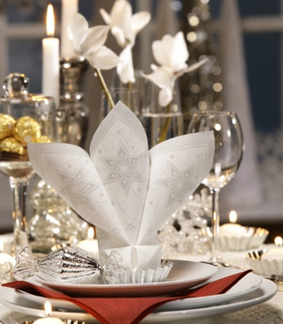 Product foto van Papieren servetten wit 40x40cm set van 20 Just Stars