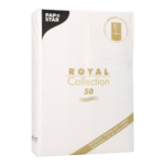 Product foto van Papieren servetten wit met bestekvouw set van 50 ROYAL Collection