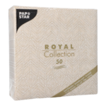 Product foto van Papieren servetten zand Leaves set van 50 ROYAL Collection