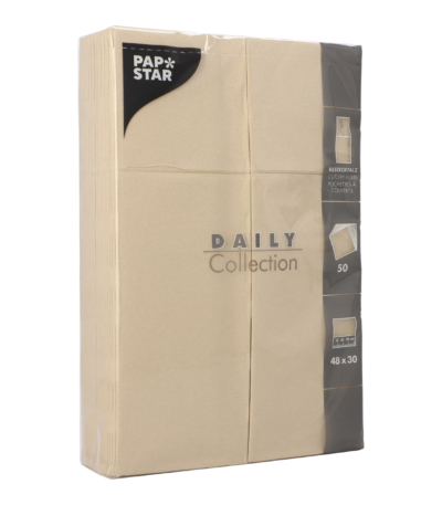Product foto van Papieren servetten zand met bestekvouw set van 50 DAILY Collection