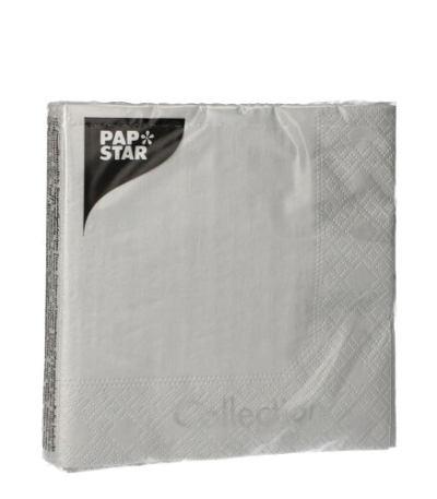 Product foto van Papieren servetten zilver 20 stuks 25x25cm