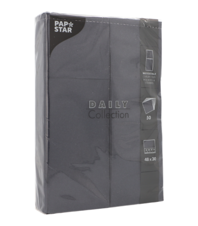 Product foto van Papieren servetten zwart met bestekvouw set van 50 DAILY Collection