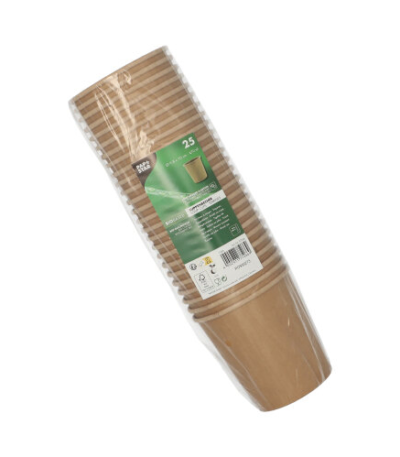 Product foto van Papieren soepkommen karton bruin set van 25 470ml