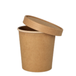 Product foto van Papieren soepkommen karton bruin set van 25 470ml