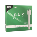 Product foto van Papieren sporks wit set van 100