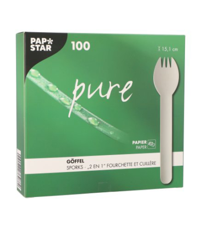 Product foto van Papieren sporks wit set van 100