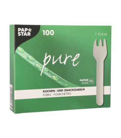 Product foto van Papieren taartvorkjes wit set van 100 met snijrand