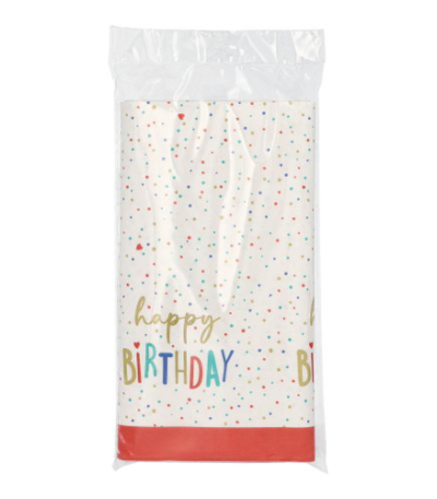 Product foto van Papieren tafelkleed Happy Birthday 120x180 cm