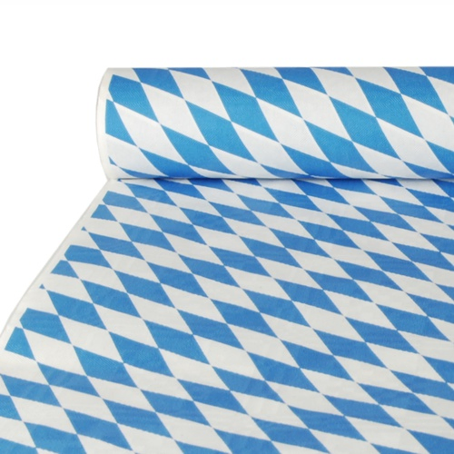 Product foto van Papieren tafelkleed damast blauw 10m x 1m