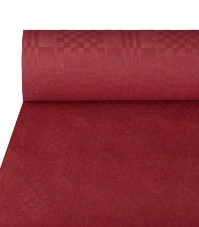 Product foto van Papieren tafelkleed damast bordeaux 50m x 1m