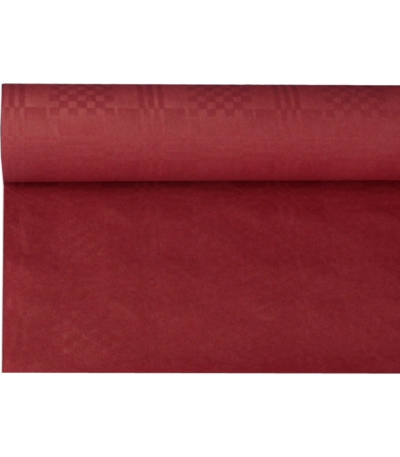 Product foto van Papieren tafelkleed damast bordeaux 8m