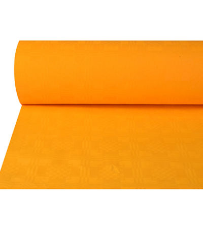 Product foto van Papieren tafelkleed damast oranje 50m