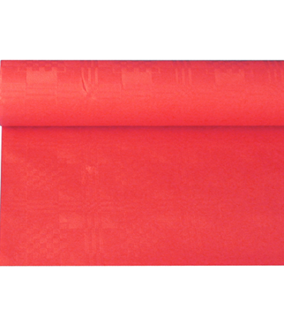 Product foto van Papieren tafelkleed damast rood 6m x 1
