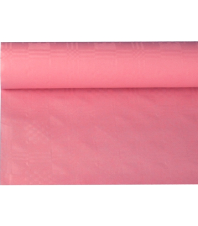 Product foto van Papieren tafelkleed damast roze 8m x 1