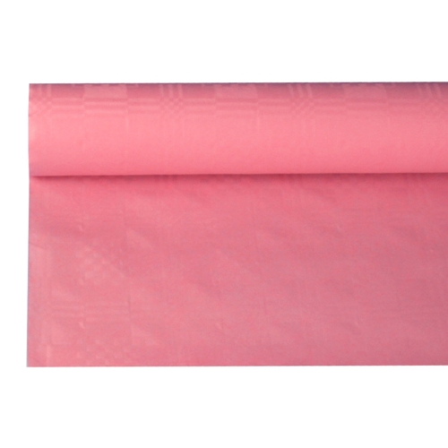 Product foto van Papieren tafelkleed damast roze 8m x 1
