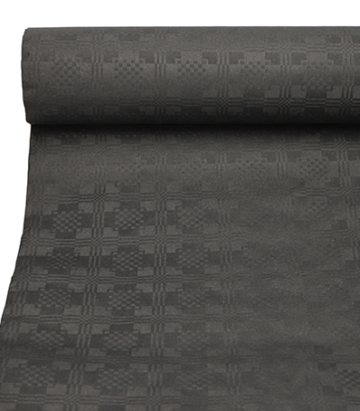 Product foto van Papieren tafelkleed damast zwart 50m