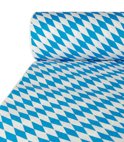 Product foto van Papieren tafelkleed damastprint Beiers blauw 50m x 1m