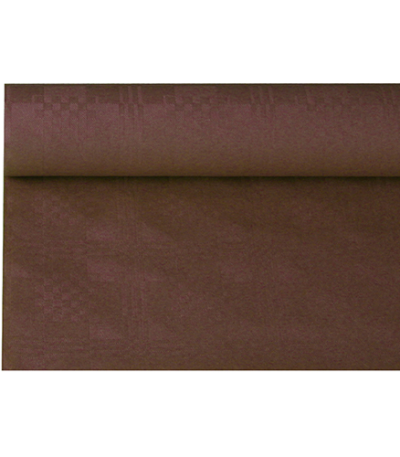 Product foto van Papieren tafelkleed damastprint bruin 6m x 1