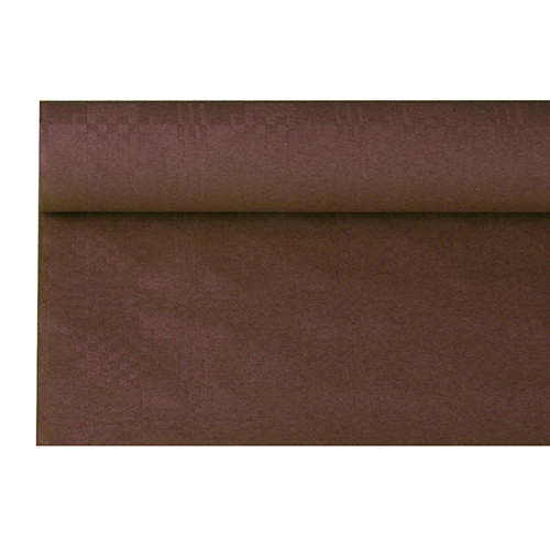 Product foto van Papieren tafelkleed damastprint bruin 6m x 1
