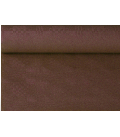 Product foto van Papieren tafelkleed damastprint bruin 8m x 1.2m