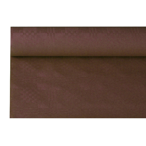 Product foto van Papieren tafelkleed damastprint bruin 8m x 1.2m
