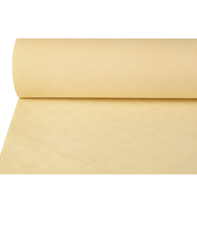 Product foto van Papieren tafelkleed damastprint creme 50m