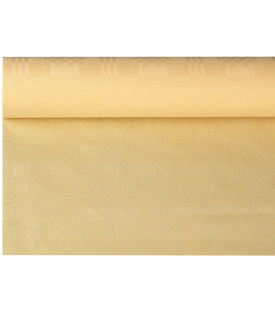 Product foto van Papieren tafelkleed damastprint creme 6m